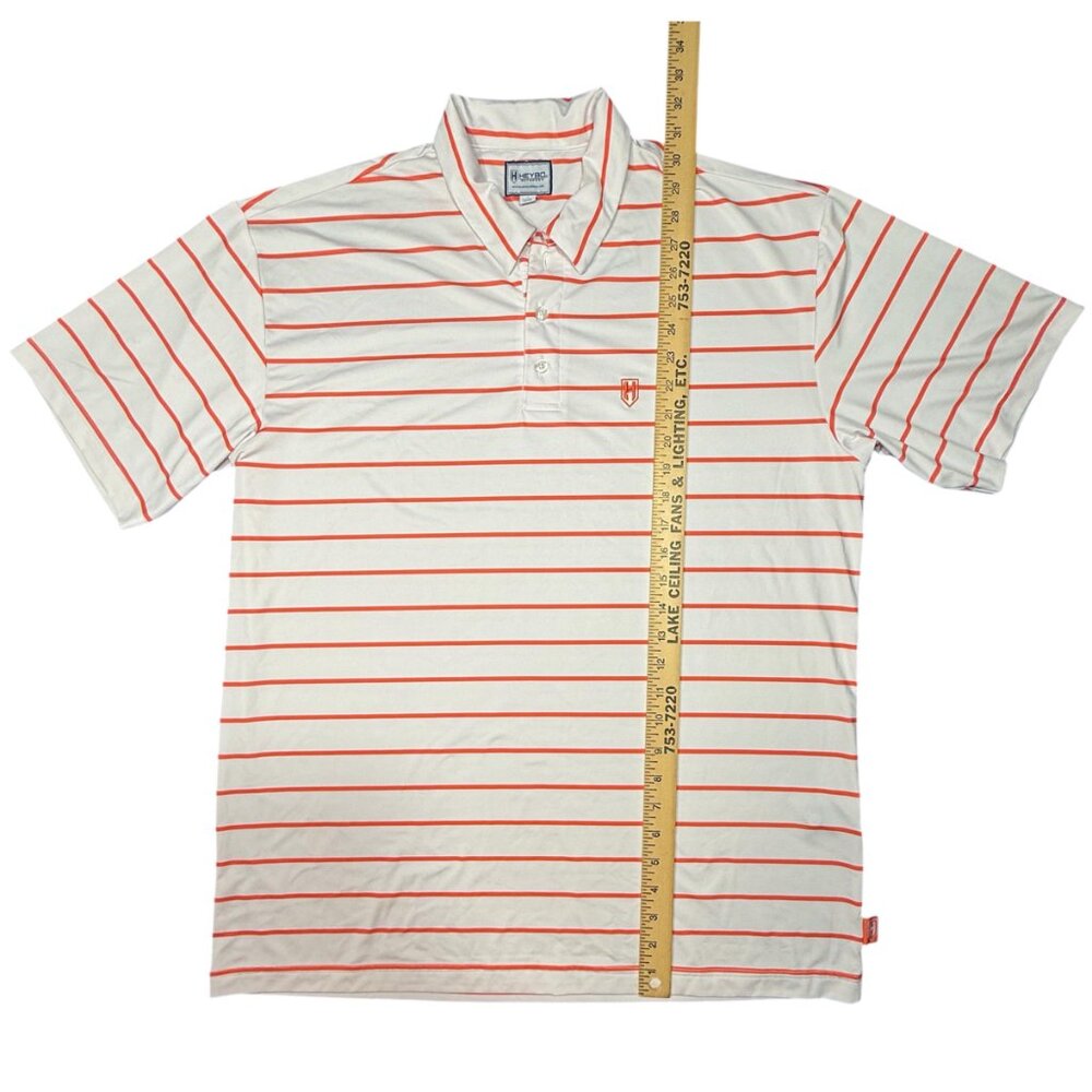 Heybo Outdoors -‎ Mens Large Polo - White and Orange Strip - Picture 5 of 7